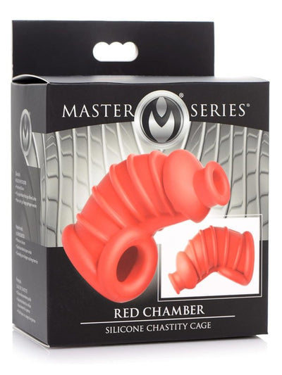 Master Series Red Chamber Silicone Male Chastity Cage 1